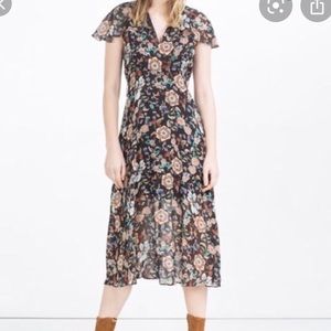 Zara Floral Print Flutter Dress